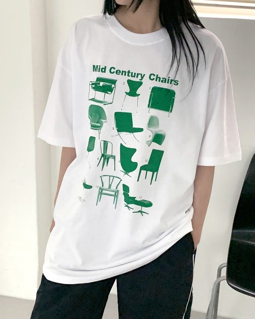 체어 의자 오버핏 프린팅 반팔 티셔츠