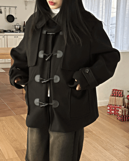 가우스 박시 떡볶이 숏 더플 코트 자켓