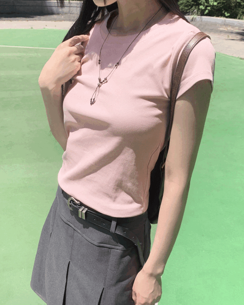 [기본추천템/4color] 로쉬 여름 기본 베이직 골지 캡소매 크롭 반팔 티셔츠